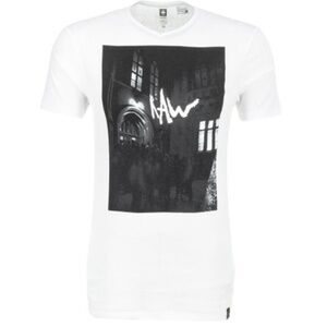 G-STAR WHITE  MOIRIC SLIM TEE - S